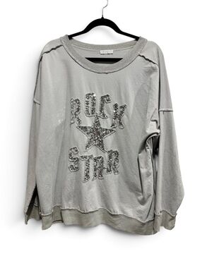 Sequin Rock Star Metallic Oversized Sweatshirt Made in Italy
